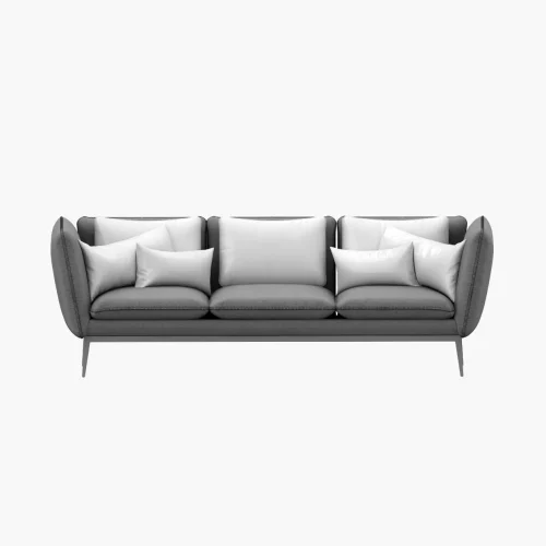 Pilka sofa su pagalvėlėmis